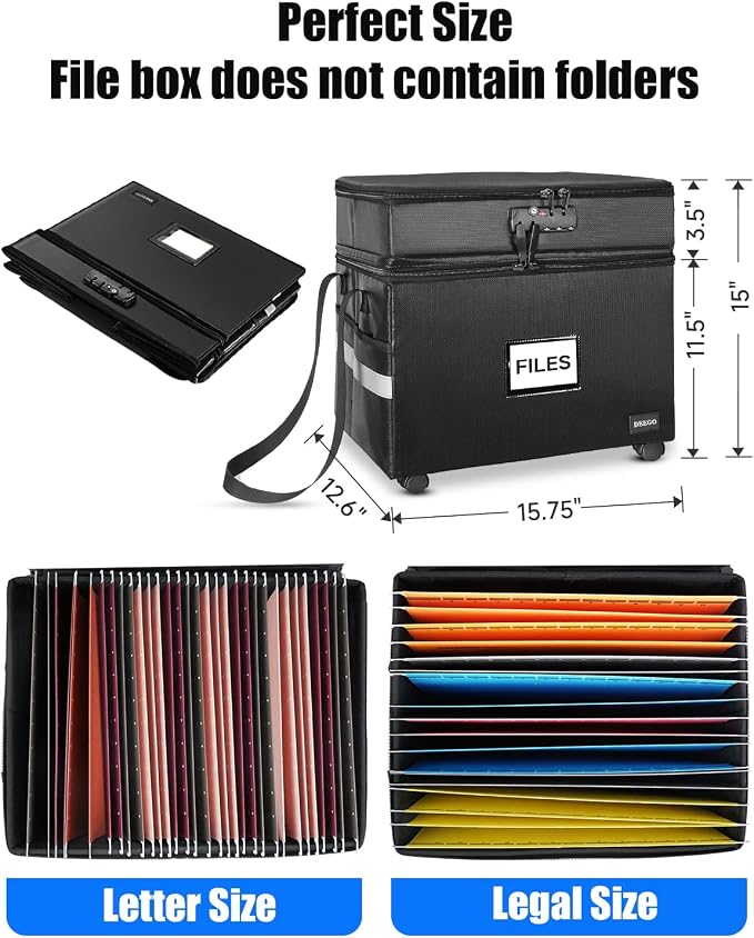 DEEGO Rolling File Box, Fireproof Document Box - Image 5