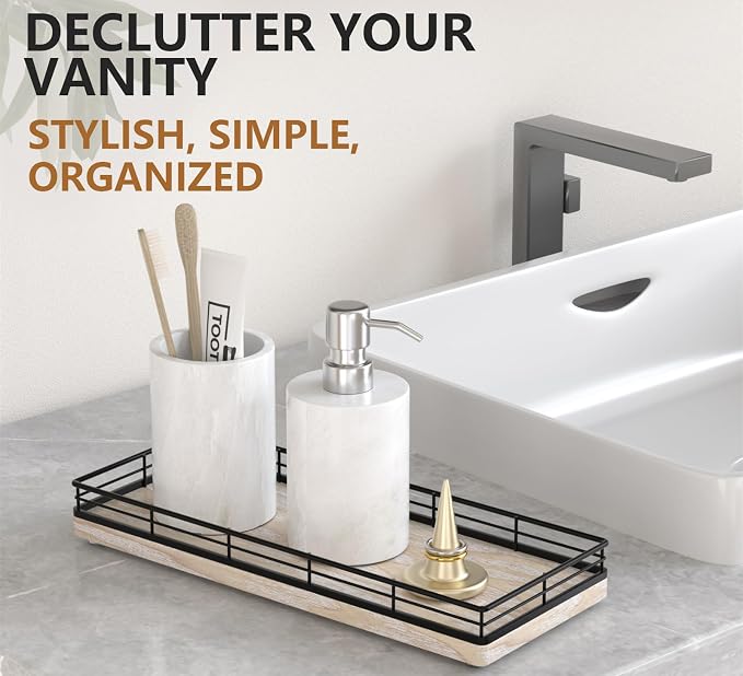 Bathroom Tray for Counter Top Organizer – Ash Wood Vanity Tray - Image 3