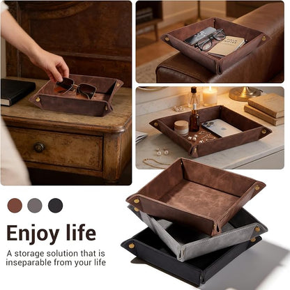 CoBak Leather Valet Tray, Premium PU Leather Catch-All Tray - Image 7