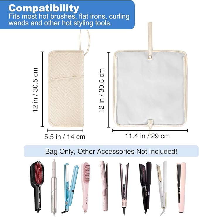 SITHON Hot Iron Holder & Mat, Heat Resistant Hair Tools Travel Bag Portable Hot - Image 4