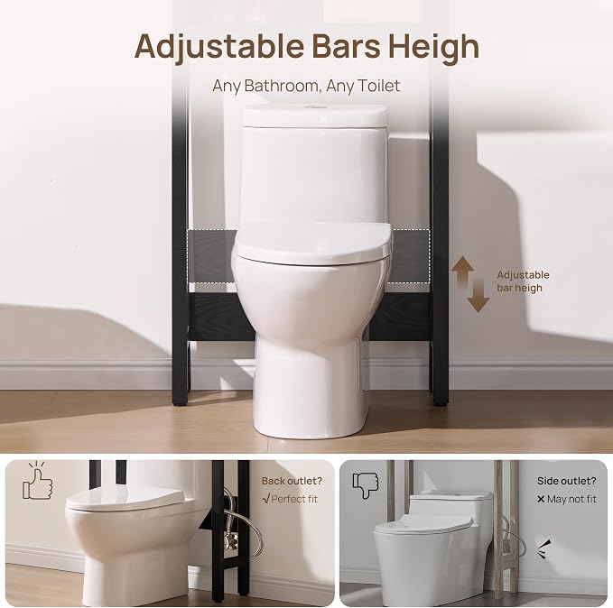 SICOTAS Over the Toilet Storage Cabinet, Rattan Door Bathroom Organizer | - Image 4