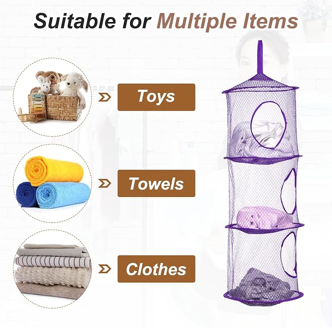 uxcell 2Pcs Mesh Hanging Storage Basket - Image 4