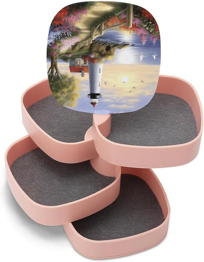 Lighthouse Diamond Painting Rotating Jewelry Organizer Box 4-Layer 360° - Image 8