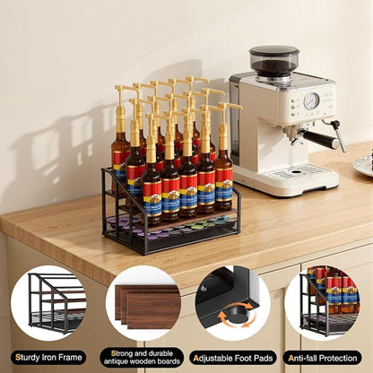 Coffee Syrup Rack Organizer, 4-Tier 12 Bottle Syrup Rack - Image 5