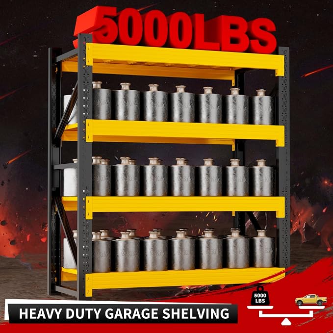 5000LBS Garage Storage Shelves, 4 Tier Metal Utitly Shelves Industrial Shelving - Image 4