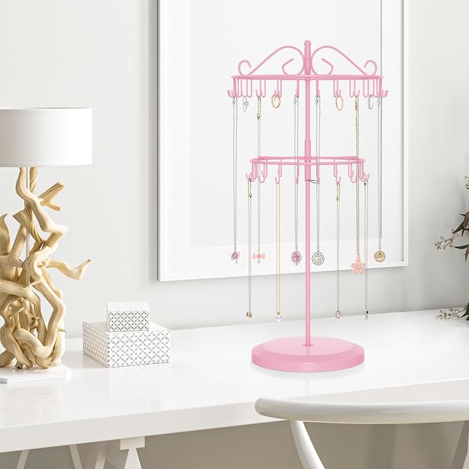 iDavosic.ly 2 Tier Rotating Necklace Holder Organizer - Image 7