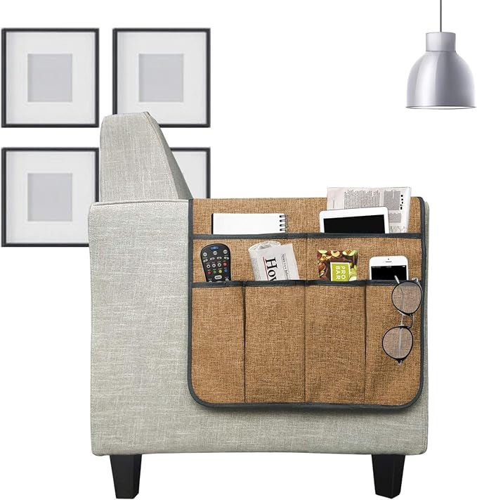 IPENNY Cotton Linen Sofa Couch Remote Control Holder Chair Armrest Caddy Pocket - Image 3