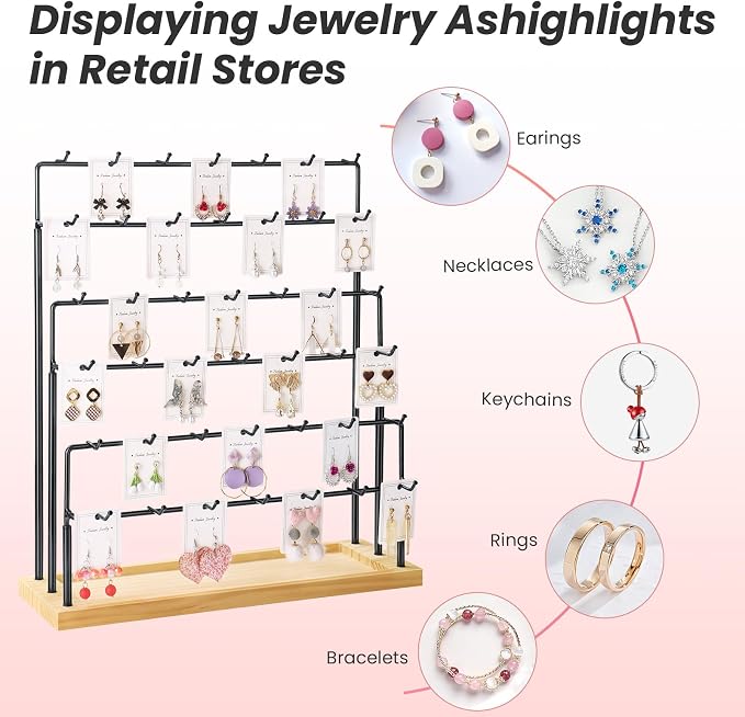 Earring Display for Vendors, 6 Tiers Earring Rack Display Holder Stand - Image 3