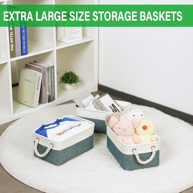 Bidtakay Small Storage Baskets for Shelves 3 Pack Fabric Storage Bins for - Image 4