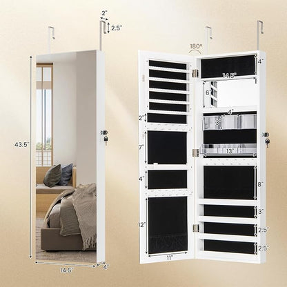 CHARMAID Jewelry Cabinet Wall or Door Mounted, Hanging Lockable Jewelry Armoire - Image 8