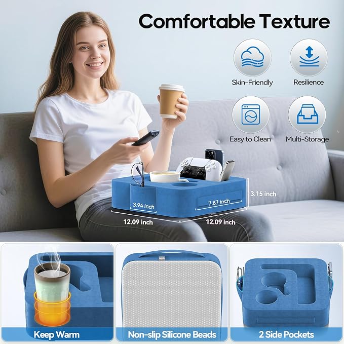 Couch Cup Holder Pillow, Sofa and Bed Organizer Caddy - Image 5