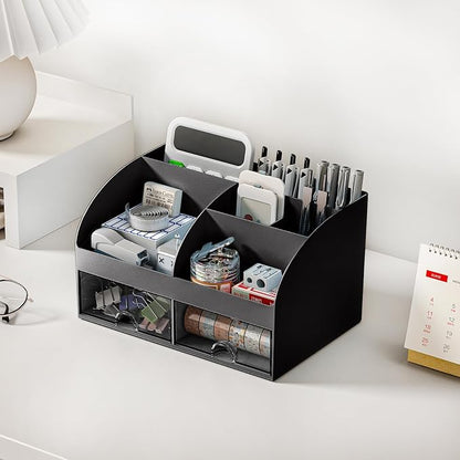COMFYROOM Desk Organizer with 6 Compartments and 2 Drawers, Plastic Makeup - Image 6