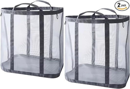 Wall-Mounted Foldable Laundry Basket, 41L Mesh Hamper, 2 Pack | Collapsible by YAGIZAAI