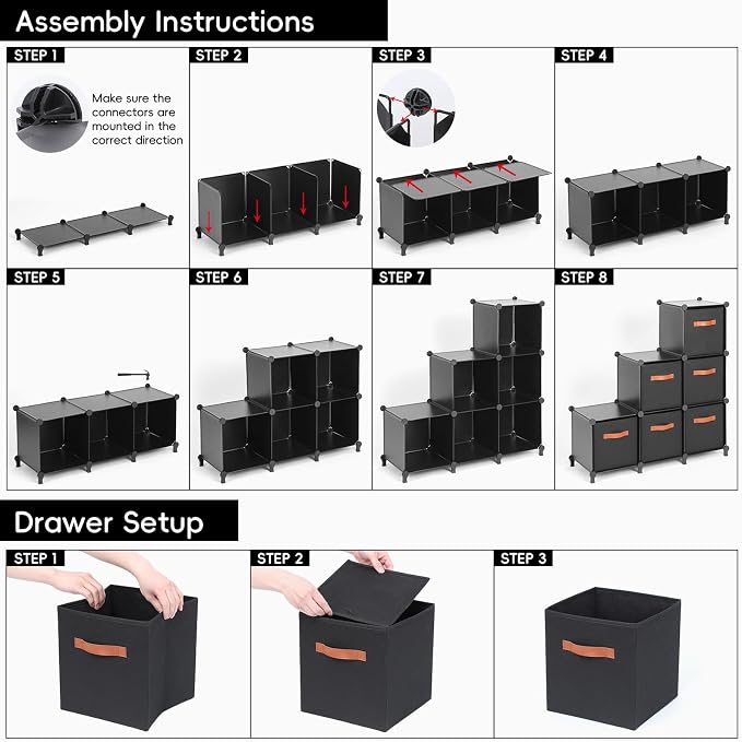 Cube Storage Organizer with Storage Bins, 6-Cube Shelves Units with 6 Organizer - Image 7