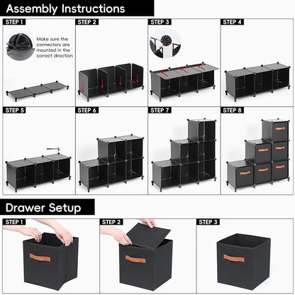 Cube Storage Organizer with Storage Bins, 6-Cube Shelves Units with 6 Organizer - Image 7