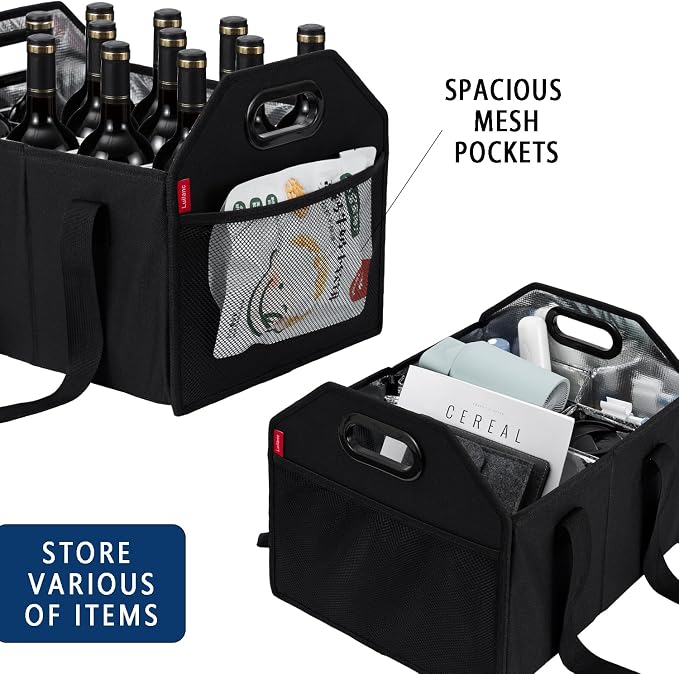 Bottle Wine Carrier Collapsible 12 Bottle Storage Box Reusable Portable Carrier - Image 5