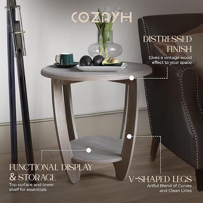COZAYH Rustic Farmhouse End Table - Image 4