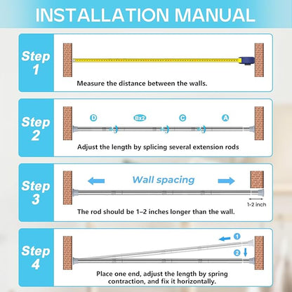 Spring Tension Curtain Rod 32-76 inch, Adjustable Expandable Tension Curtain - Image 7