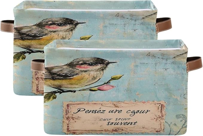 Shabby Chic Illustration Storage Bins Box Foldable Shelf Basket by Unknown