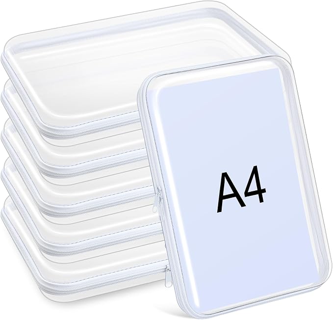 Sanwuta 6 Pcs Clear Hard Zipper Case Hard Plastic Zipper Pouches Transparent by Sanwuta