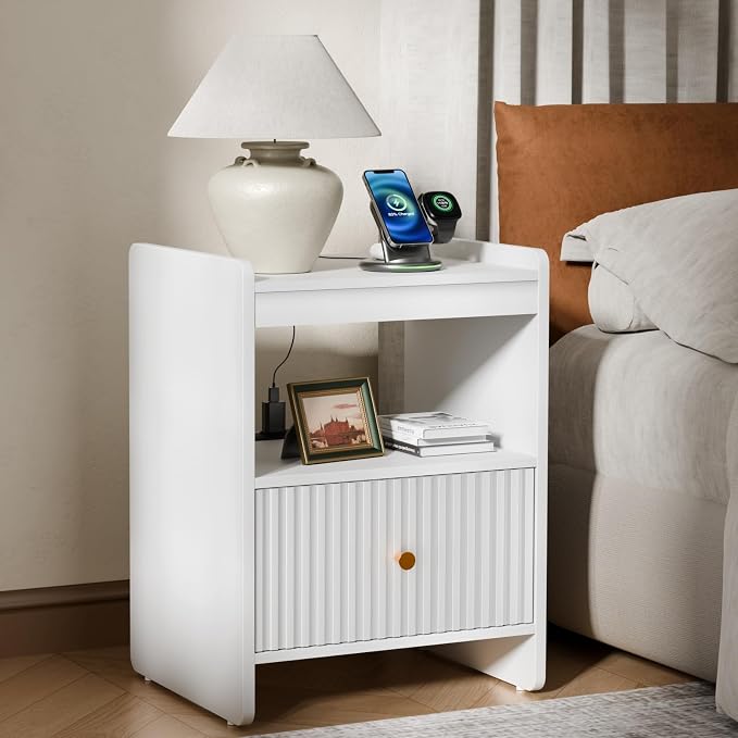 HIFYOBRO 21.6" Tall Fluted Nightstand, End Table - Image 7