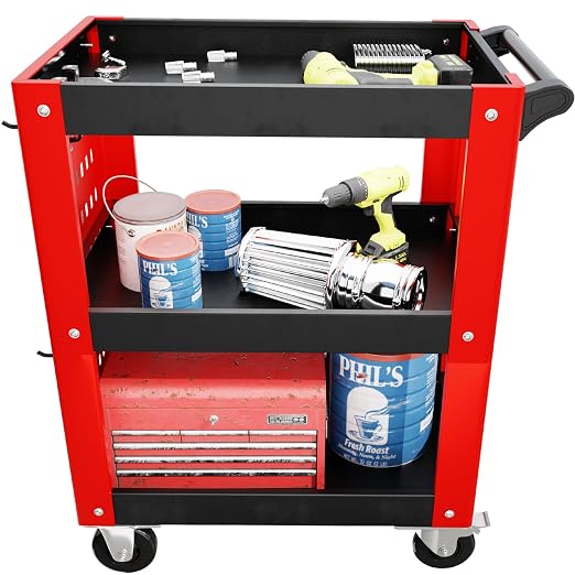 3 Tier Rolling Tool Cart on Wheels, Mechanic Storage Organizer, Rolling Work - Image 8
