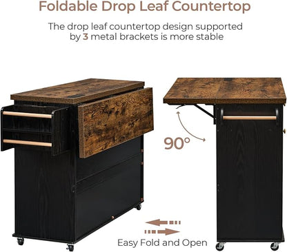 60.2" Kitchen Islands with Storage, Kitchen Island Cart with Trash Can Storage - Image 4