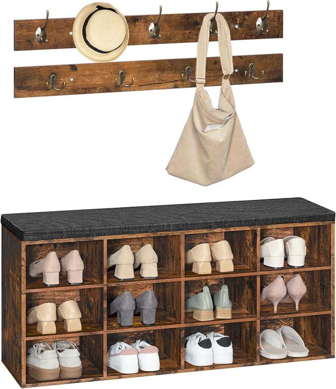 HOOBRO Shoe Storage Bench with Cushion, 39.4" L Entryway Bench with 12 Cubbies - Image 9
