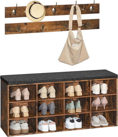 HOOBRO Shoe Storage Bench with Cushion, 39.4" L Entryway Bench with 12 Cubbies - Image 9