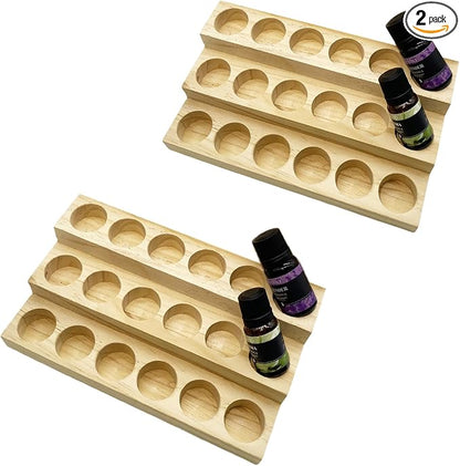 2 Pack Solid Wood Essential Oil Organizer 3-Tier Display Stand Holder Essential by LONG+TAO