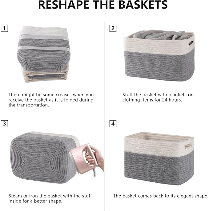 4 Pack Storage Baskets for Organizing, Woven Baskets for Shelves - Image 6
