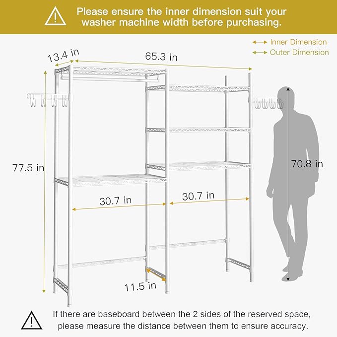Ulif U6 Clothes Drying Rack, 5-Tier Over Washer and Dryer Laundry Room Storage - Image 3