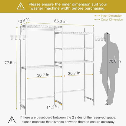 Ulif U6 Clothes Drying Rack, 5-Tier Over Washer and Dryer Laundry Room Storage - Image 3