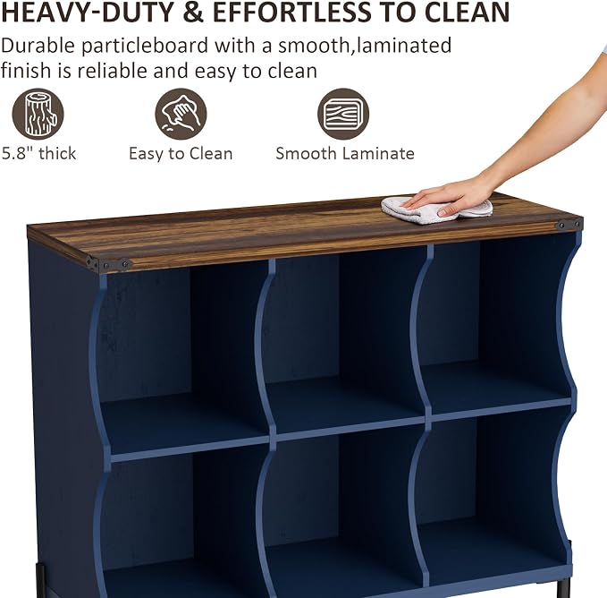 6 Cube Storage Shelf Organizer, Low Book Shelf Bookcase Entryway Table - Image 4