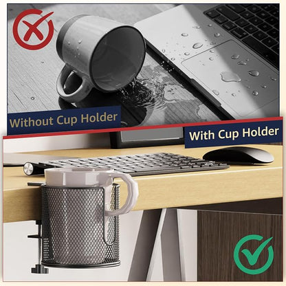 Large Desk Cup Holder, Fully Covered Anti-Spill Clip on Table Cup Holder - Image 7