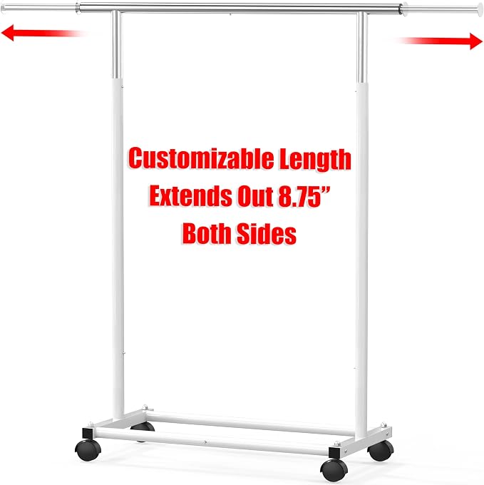 Simple Houseware Standard Rod Garment Clothing Rack, Extendable Width from 30 - Image 3