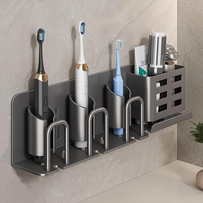 Electric Toothbrush Holder Wall Mounted, Aluminum Bathroom Organizer by Unknown