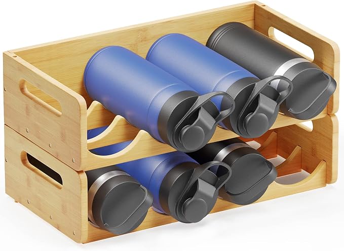 SpaceAid Bamboo Water Bottle Organizer by SpaceAid