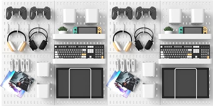 Pegboard Combination Kit, 25.2" x 50.4" Wall Mounted Storage Set by MULSAME