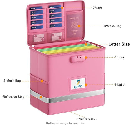 Fireproof File Box with Lock, Collapsible Document Organizer, Reflective Strip - Image 3