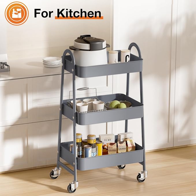 NEWBULIG 3-Tier Metal Rolling Cart - Image 6