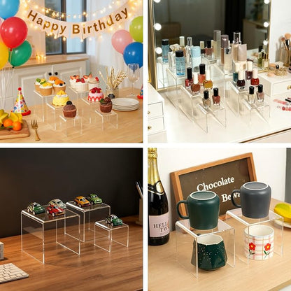 Fixwal 2 Set Acrylic Display Risers Cupcake Stands Clear Dessert Table Display - Image 6