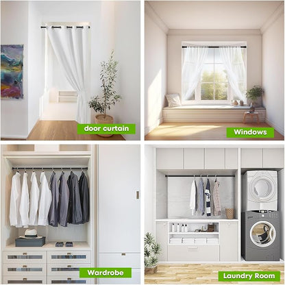 Tension Curtain Rod 2Pack Black Tension Rod Adjustable Curtain Rod No Drilling - Image 5