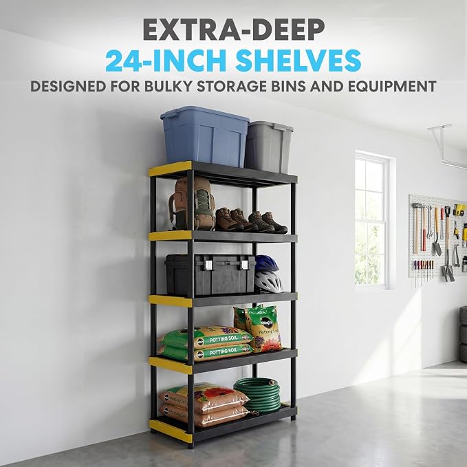 Simpli-Magic 5-Tier Heavy Duty Plastic Storage Shelving Unit, Garage & Outdoor - Image 4