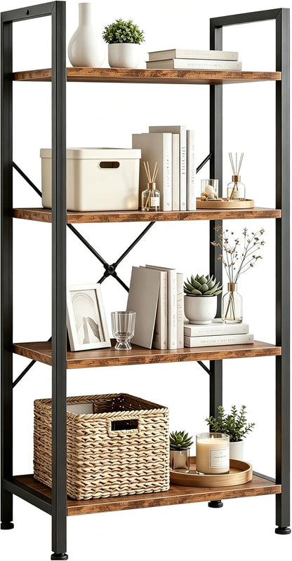 HealSmart 4 Tier Bookshelf, Free Standing Book Shelf Home Office Bookcase Shelf by HealSmart
