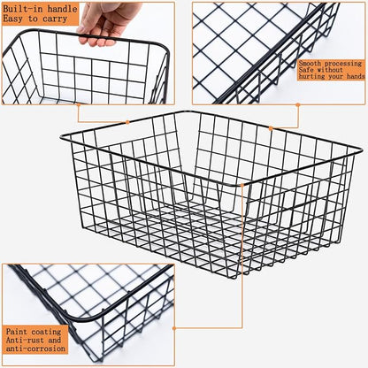 3 Pack Large Wire Baskets for Organizing 14.2'' Metal Wire Baskets - Image 3