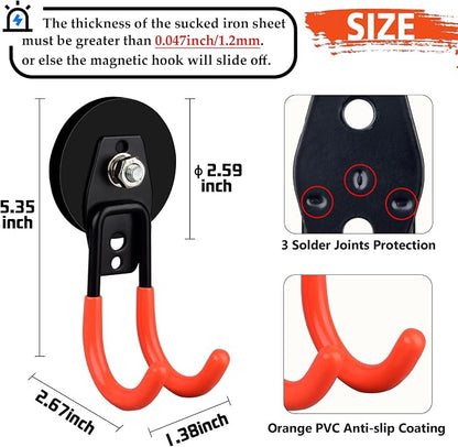 ULIBERMAGNET Garage Strong Magnetic Hooks, 4 Pack Heavy Duty Large J Hooks - Image 5