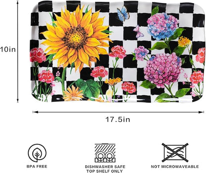 LEHAHA Rectangular Melamine Sunflower Serving Tray, 2-Piece Hydrangea Serving - Image 6