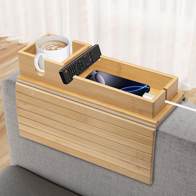Bamboo Sofa Armrest Tray by Unknown