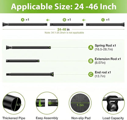 4Pcs Spring Tension Curtain Rod 24-46 Inch, Adjustable Tension Rod - Image 3